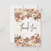 Rustikale, neutrale rosa Blütenblütenhochzeit Dankeskarte (Vorderseite)