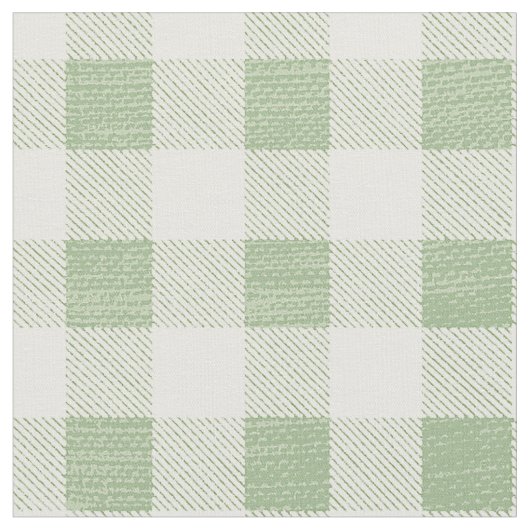 Rustikale neutrale Sage Gingham Buffalo Kariert Stoff (Nahaufnahme)