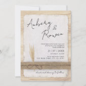 Rustikale neutrale Twine Burlap Öko Boho Foto Wedd Einladung (Vorderseite)