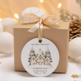 Rustikale neutrale Weihnachten Runder Aufkleber