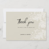 Rustikale, neutrale weiße Blumenspitze Danke Einladung (Vorderseite)
