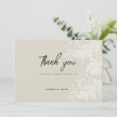 Rustikale, neutrale weiße Blumenspitze Danke Einladung (Stehend Vorderseite)