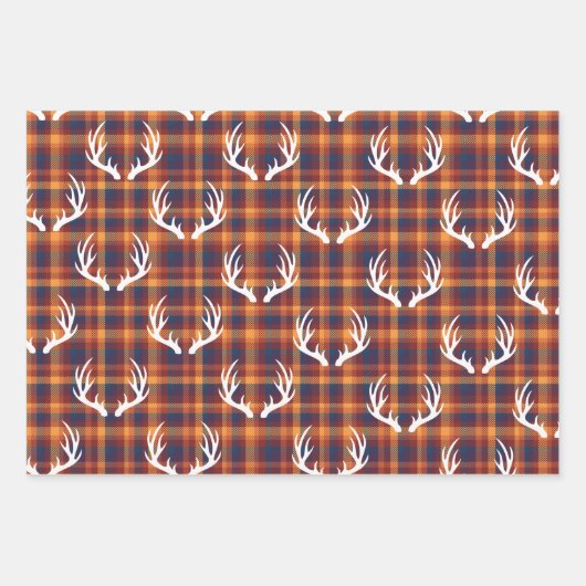 Rustikale Niederschläge Kariert und Weiße Hirschan Geschenkpapier Set (Vorderseite 3)