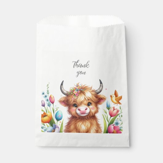 Rustikale Niedlich Baby Highland Cow Baby Dusche Geschenktütchen (Vorderseite)