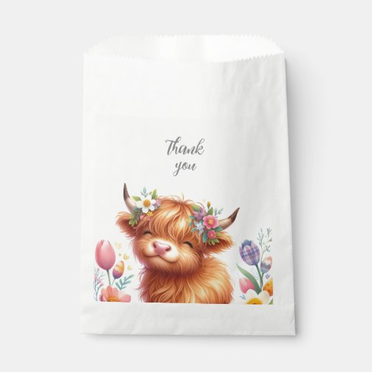 Rustikale Niedlich Baby Highland Cow Baby Dusche Geschenktütchen (Vorderseite)