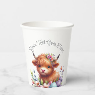 Rustikale Niedlich Baby Highland Cow Baby Dusche Pappbecher