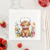 Rustikale Niedlich Baby Highland Cow Baby Dusche Serviette (Beispiel)