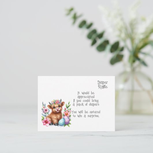 Rustikale Niedlich Baby Highland Cow Baby-Windprei Begleitkarte (Stehend Vorderseite)