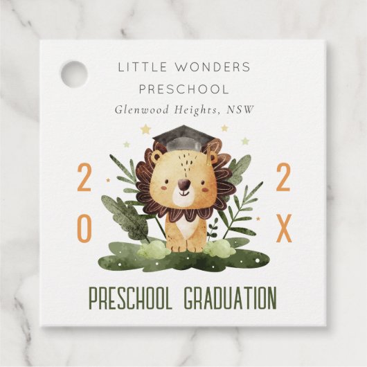 Rustikale Niedlich Kids Lion Foliage Preschool Abs Geschenkanhänger (Vorderseite)