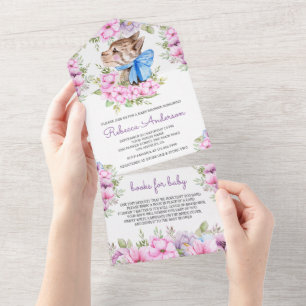 Rustikale Niedlich Sweet Little Kitten Babydusche All In One Einladung