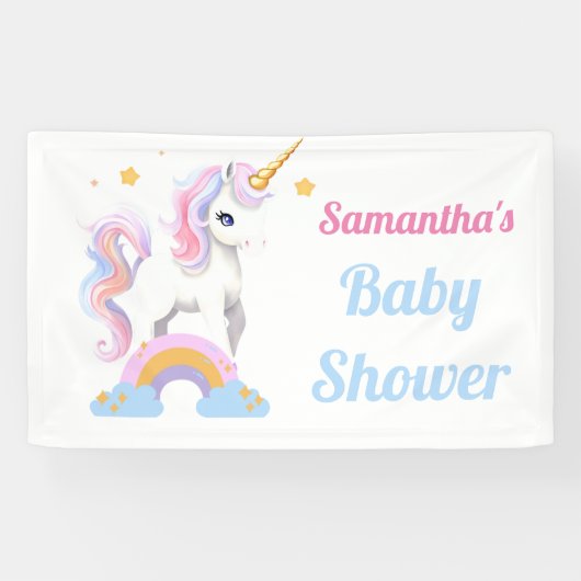 Rustikale Niedliche Aquarellbrasse Unicorn Kinderd Banner (Horizontal)