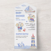 Rustikale Niedliche Elefant Nautical Boat Babydusc All In One Einladung (Innen Boden)