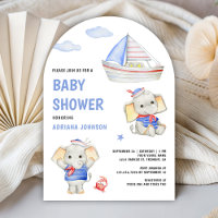 Rustikale niedliche Elefant-Nautik-Boot-Baby-Party