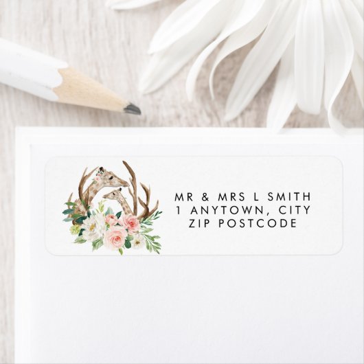 rustikale niedliche Giraffen, Blumenschild (Insitu)