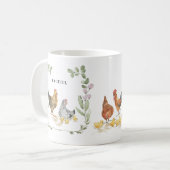 Rustikale Niedliche Hühner Monogramm Name Tasse (Vorderseite Links)