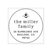 Rustikale Niedliche Hummel Runde Name & Rücksendea Gummistempel (Prägung)