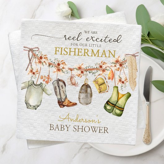 Rustikale Niedliche Kegelfischerei Serviette