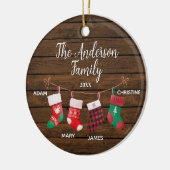 Rustikale Niedliche Socken-Familie mit 4 Namen Keramik Ornament (Links)