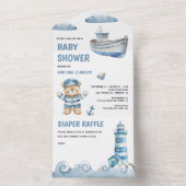 Rustikale Niedliche Teddy Bear Nautical Boat Babyd All In One Einladung (Innen Boden)