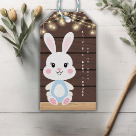 Rustikale Niedliche White Bunny Baby Dusche Geschenkanhänger