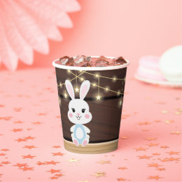 Rustikale Niedliche White Bunny Baby Dusche Pappbecher