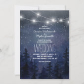 Rustikale Night Sky Forest Wedding | String Lights Einladung (Vorderseite)