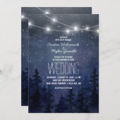 Rustikale Night Sky Forest Wedding | String Lights Einladung (Vorne/Hinten)