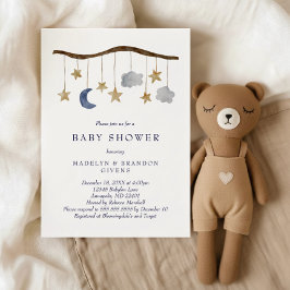 Rustikale Night Sky Moon and Stars Mobile Baby Dus Einladung