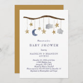 Rustikale Night Sky Moon and Stars Mobile Baby Dus Einladung (Vorne/Hinten)