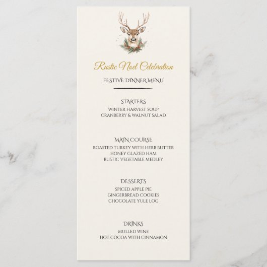 Rustikale Noël Christmas Dinner Party Menu Card Menükarte (Vorderseite)