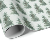 Rustikale Nordic Watercolor Winterpine Tree Weihna Geschenkpapier (Rolleneckpunkt)