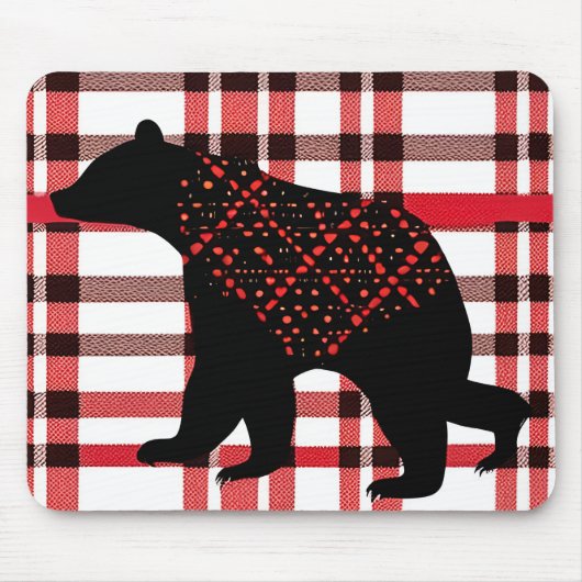 Rustikale Nordwald Schwarzer Bär Silhouette auf Ka Mousepad (Vorne)