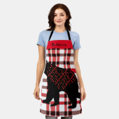 Rustikale Nordwald Schwarzer Bär Silhouette auf Ka Schürze (Getragen)