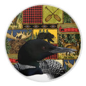 Rustikale North Woods Wilderness Loon Keramikknauf (Vorderseite)
