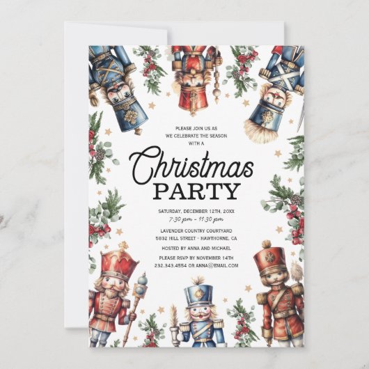 Rustikale Nutcracker Weihnachtsfeier Einladung (Vorderseite)