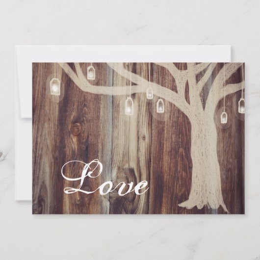 Rustikale Oak Tree Lights Holding Einladungen (Rückseite)