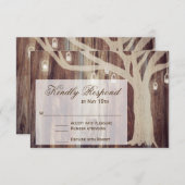 Rustikale Oak Tree Lights Wood Wedding RSVP Cards (Vorne/Hinten)