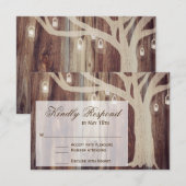 Rustikale Oak Tree Lights Wood Wedding RSVP Cards Karte (Vorne/Hinten)