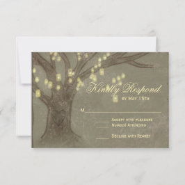 Rustikale Oak Tree Mason Jar Wedding RSVP Card