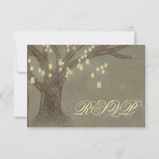 Rustikale Oak Tree Mason Jar Wedding RSVP Card (Rückseite)
