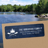 Rustikale Oars Trees Blue Wood Print Rücksendeadre