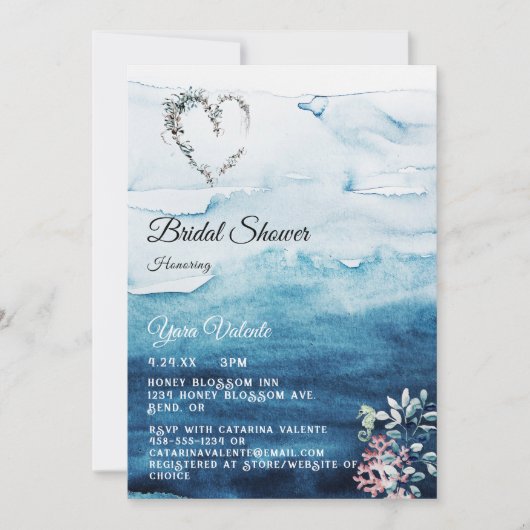 Rustikale Ocean Bridal Dusche Einladung (Vorderseite)