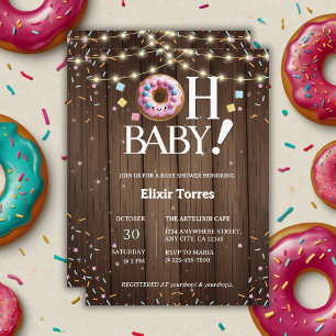 Rustikale Oh Baby Donut & Streusel Kawaii Babypart Einladung