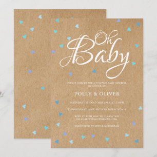 Rustikale Oh Baby Love Herzen Paare Baby Boy Showe Einladung