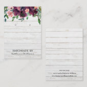 Rustikale Ohrring-Display-Karte | Burgund Wasserfa Visitenkarte (Vorne/Hinten)