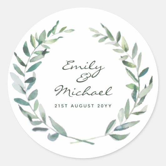 Rustikale Olive Blätter Aufkleber Personalisiert (Vorderseite)