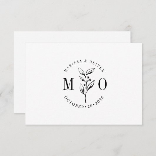 Rustikale Olive Branch-Flachbezugkarte Mitteilungskarte (Vorne/Hinten)