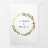 Rustikale Olive Branch Gold Rahmen Hochzeit Dreifach Gefaltete Einladung (Cover)