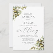 Rustikale Olive Branch Hochzeit Einladung (Vorderseite)