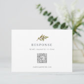 Rustikale Olive Branch Wedding QR Code RSVP Card (Stehend Vorderseite)